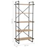 vidaXL Bookcase Black and Natural Wood Solid Firwood and Steel