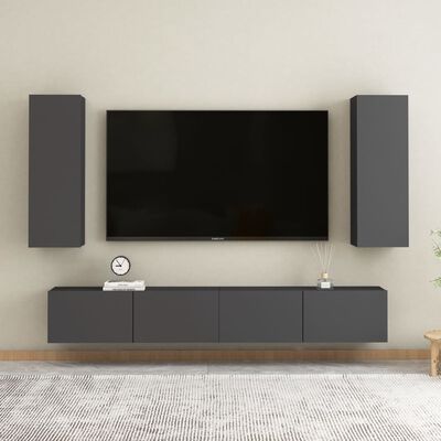 vidaXL TV Cabinet Gray 12"x11.8"x35.4" Chipboard