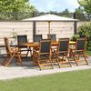 vidaXL 9 Piece Patio Dining Set Solid Wood Acacia and Textilene