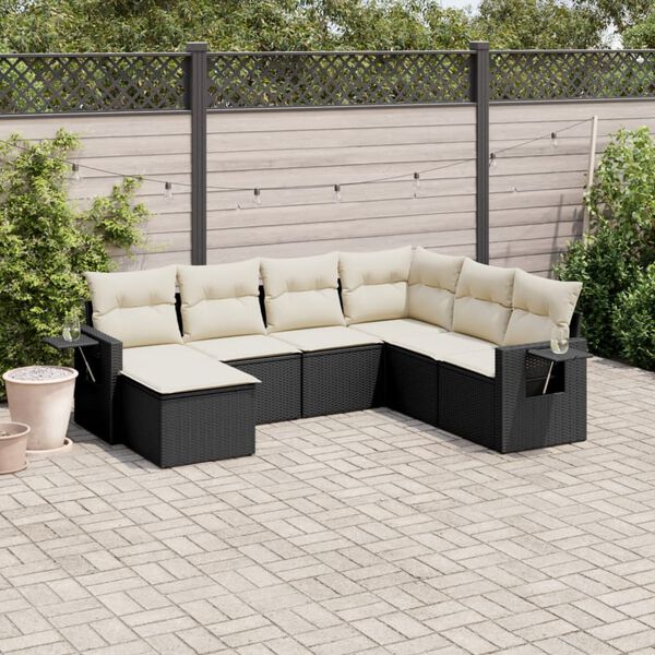 vidaXL Garden Sofa Set Black and cream white