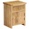 vidaXL Bedside Table Natural Wood Solid Mango Wood, Engineered Wood