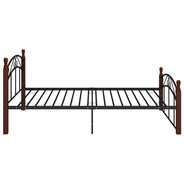 vidaXL Bed Frame Black and natural Powder-coated metal, solid oak wood