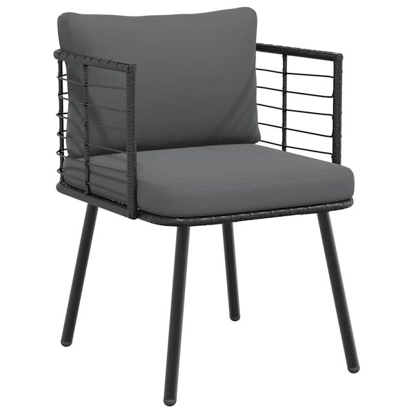 vidaXL Patio Chair with Cushions Black Poly Rattan