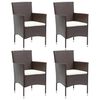 vidaXL Garden Dining Chair Set of 4 Brown, Cream white