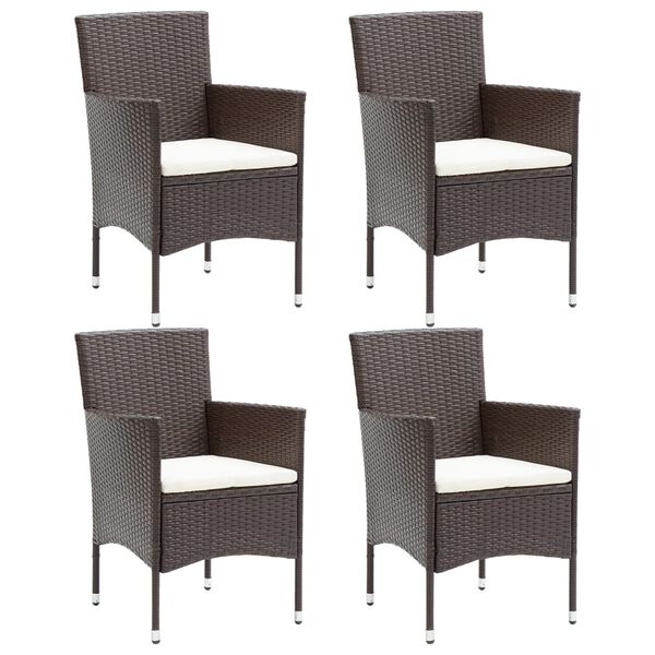 vidaXL Garden Dining Chair Set of 4 Brown, Cream white