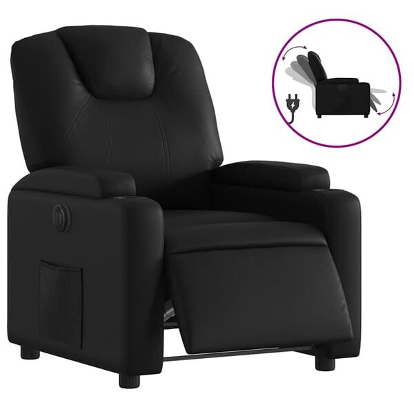 vidaXL Electric Recliner Chair Black Faux Leather