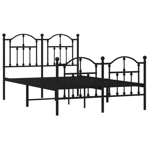 vidaXL Metal Bed Frame without Mattress with Footboard Black 120 x 74.8 "
