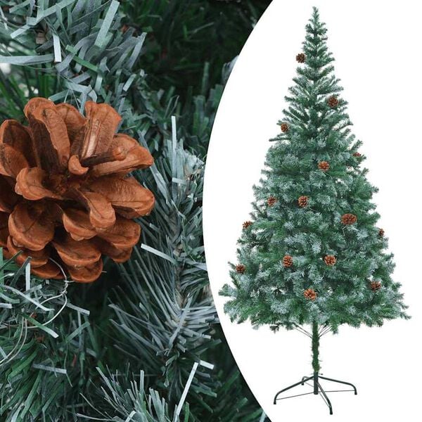 vidaXL Christmas Tree Green with white tips Artificial materials Large