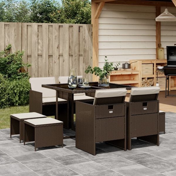 vidaXL Garden Dining Set Brown, Cream White