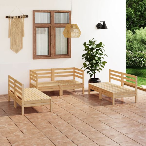 vidaXL Garden Lounge Set Natural Wood Solid Pinewood Modular