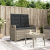 vidaXL Reclining Patio Bench with Cushions Light Gray Poly Rattan