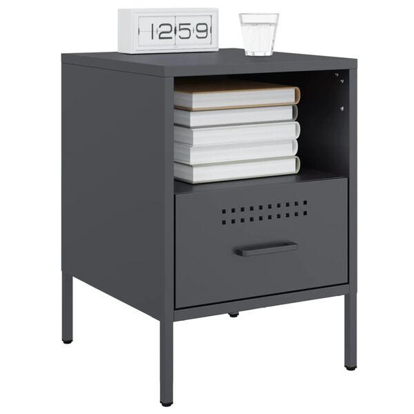 vidaXL Bedside Cabinet Set of 2 Anthracite Cold-rolled steel