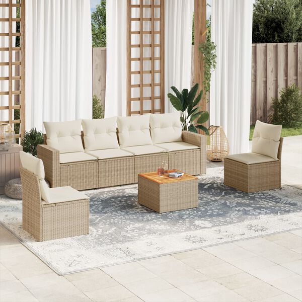 vidaXL Garden Sofa Set Beige, Brown