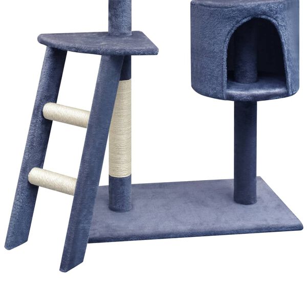 vidaXL Cat Tree Dark Blue Wooden Frame Large Durable Cat Tree Modern