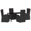 vidaXL Garden Dining Set with Cushion 5 pcs Black Poly Rattan