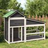 vidaXL Dog Kennel Grey Solid pine wood Large Dog Kennel Rectangular