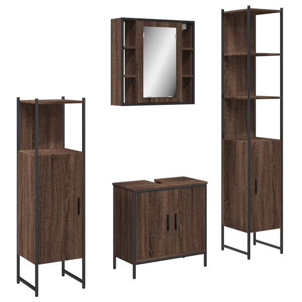 vidaXL Bathroom Cabinet Set Brown oak