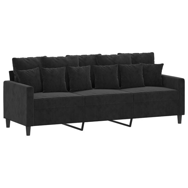 vidaXL Sofa Set Black Velvet (100% polyester), metal, textilene, plywood