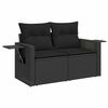 vidaXL Garden Sofa Set with Cushion 8 pcs Black Poly Rattan