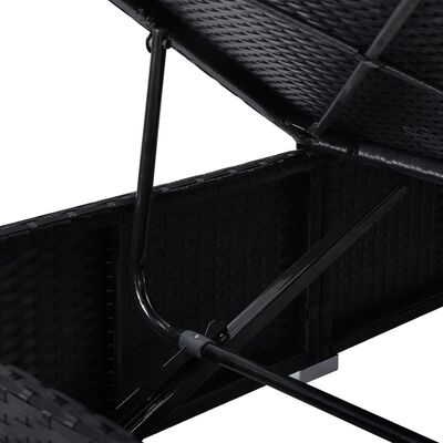 vidaXL Sun Lounger with Canopy and Cushion Poly Rattan Black