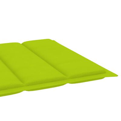 vidaXL Sun Lounger with Bright Green Cushion Solid Wood Teak