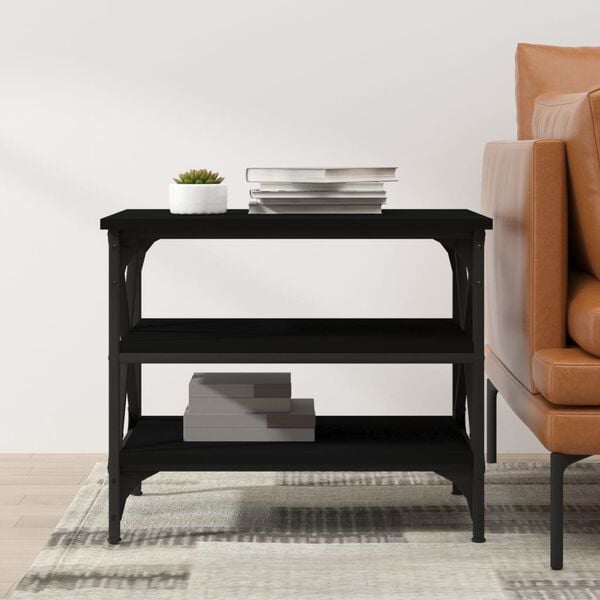 vidaXL Side Table Black Engineered wood, Iron 21.7 x 15.0 x 17.7 in