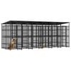 vidaXL Dog Kennel Black Powder-coated Steel Large Durable Dog Kennel