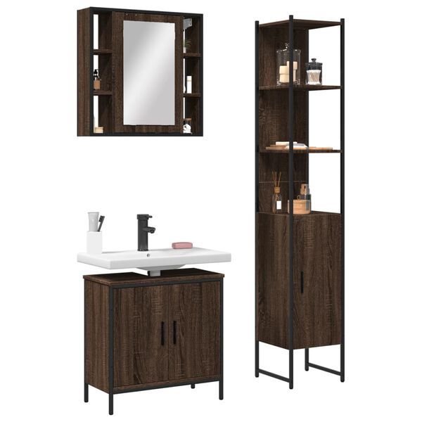 vidaXL Bathroom Cabinet Set Brown Oak