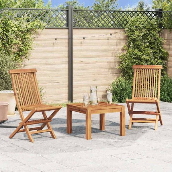 vidaXL Garden Chair Set of 2 Warm Brown Sanded teak hardwood Compact