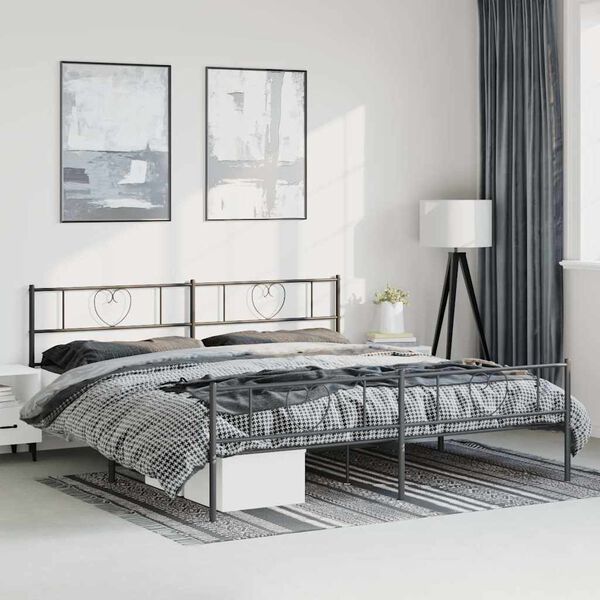 vidaXL Bed Frame Black Powder-Coated Steel 76 x 80 in Bed Frame