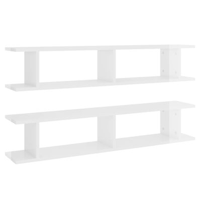 vidaXL Wall Shelves 2pcs High Gloss White 41.3"x7.1"x7.9" Engineered Wood