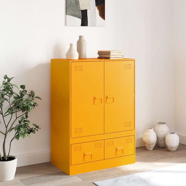 vidaXL Highboard Mustard yellow Cold-rolled steel Medium Highboard