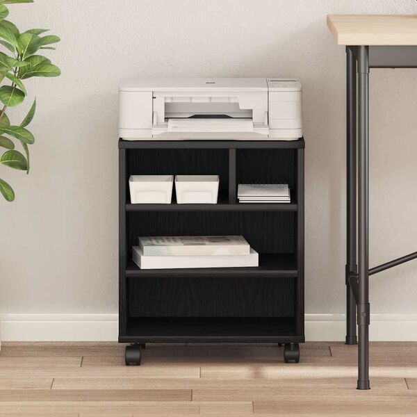 vidaXL Printer Stand Black Oak 41 x 32 x 48 cm Engineered wood
