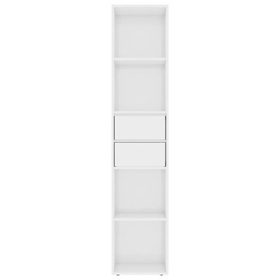 vidaXL Book Cabinet High Gloss White 14.2"x11.8"x67.3" Engineered Wood