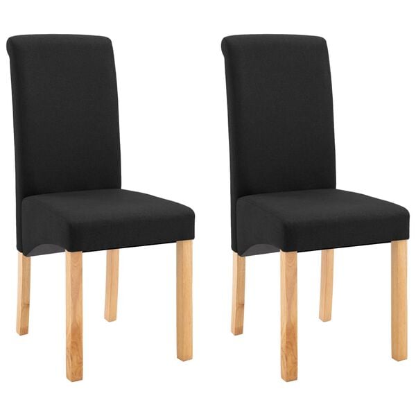 vidaXL Dining Chair Set of 2 Black Fabric, Wood Standard Ergonomic