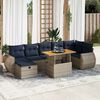 vidaXL 8 Piece Patio Sofa Set with Cushions Gray Poly Rattan Acacia