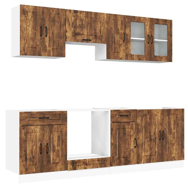 vidaXL Kitchen Cabinet Set Smoked oak Engineered wood Medium