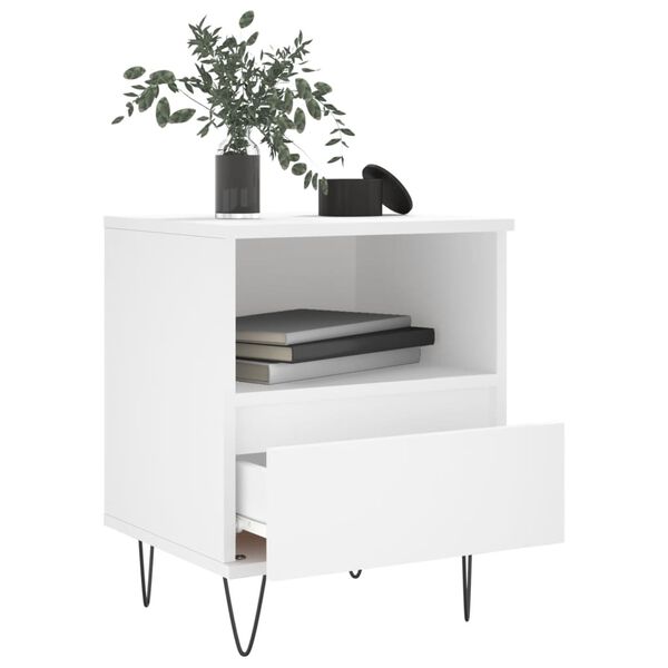 vidaXL Bedside Cabinet Set of 2 White Engineered wood Medium
