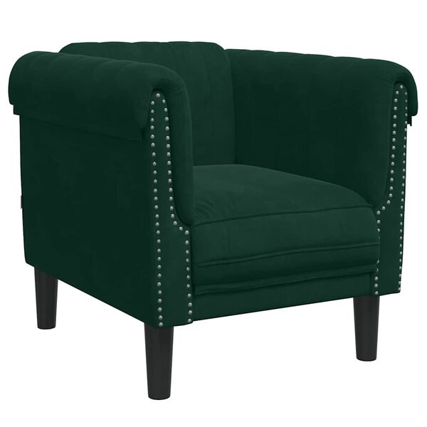 vidaXL Sofa Set Dark Green Velvet, plywood, solid wood 3-piece settee