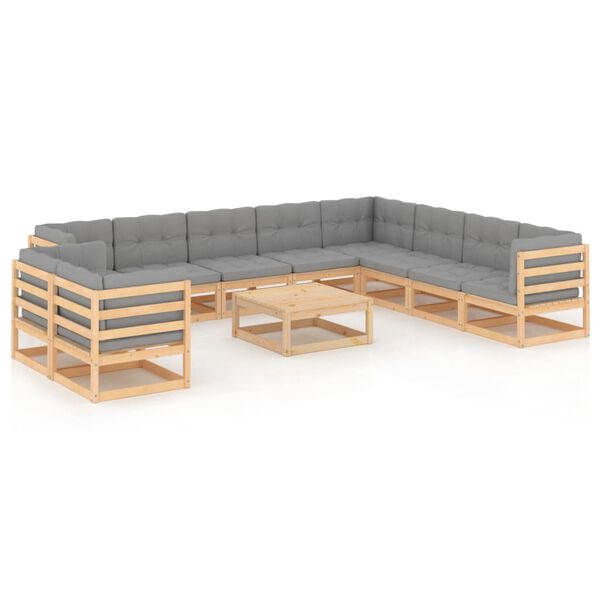 vidaXL Garden Lounge Set Natural wood Solid pinewood Modular