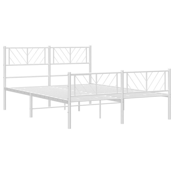 vidaXL Metal Bed Frame White Powder-Coated Steel Full Metal Bed Frame