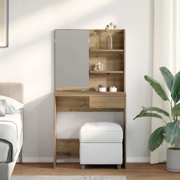 vidaXL Dressing Table Artisan oak Engineered wood, glass