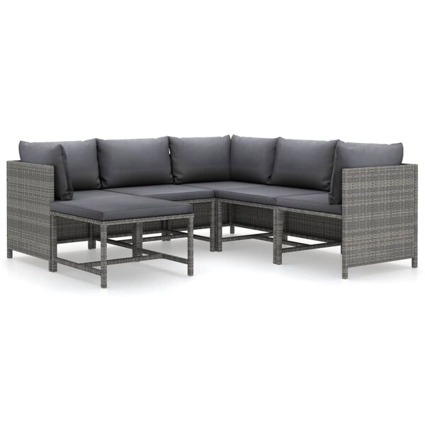 vidaXL Garden Lounge Set Grey PE (polyethylene) rattan Medium Modular