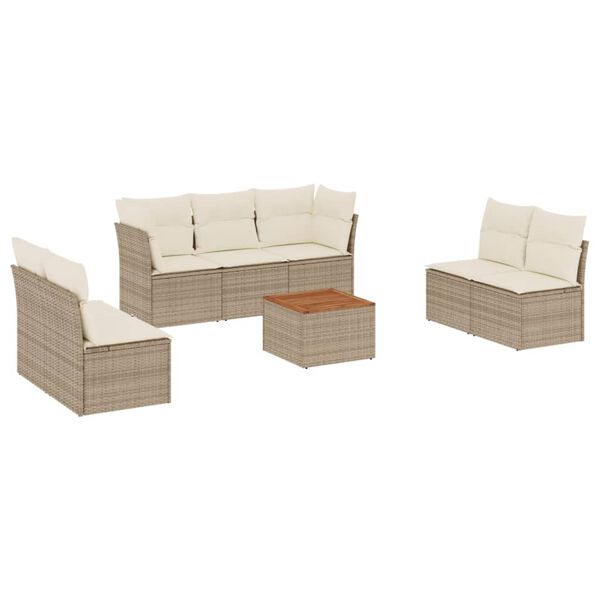 vidaXL Garden Sofa Set Beige PE Rattan Medium Modular Garden Sofa Set
