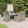 vidaXL Garden Dining Set Grey Poly Rattan 7 Piece Adjustable Footrests