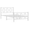 vidaXL Bed Frame White Powder-Coated Steel Twin Bed Frame Rectangular