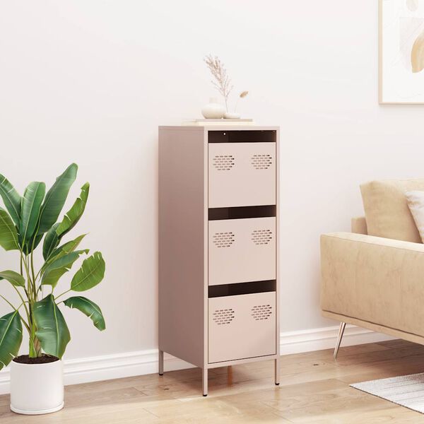 vidaXL Highboard Pink Cold-rolled steel 15.4 x 13.8 x 40.7 in Highboard