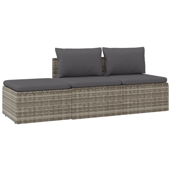 vidaXL Garden Lounge Set Grey PE Rattan, Powder-Coated Steel, Polyester, PVC