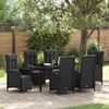vidaXL Garden Dining Set with Cushion 7 pcs Black Poly Rattan