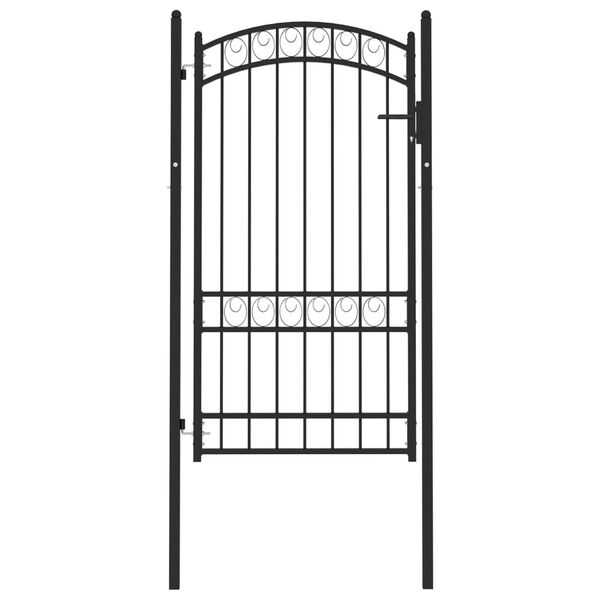 vidaXL Fence Gate with Arched Top Steel 39.4x68.9" Black
